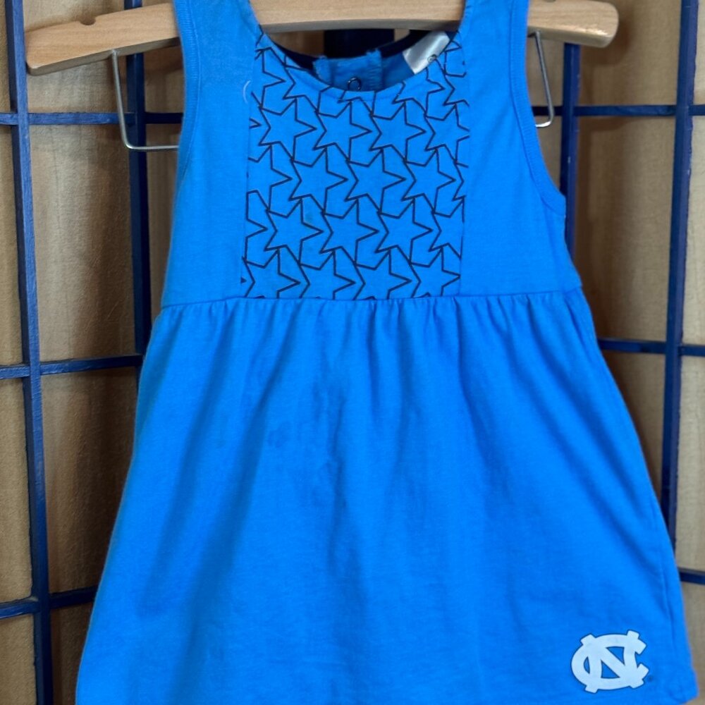 UNC Infant Girls Dress, Blue Stars, 12–18 Months